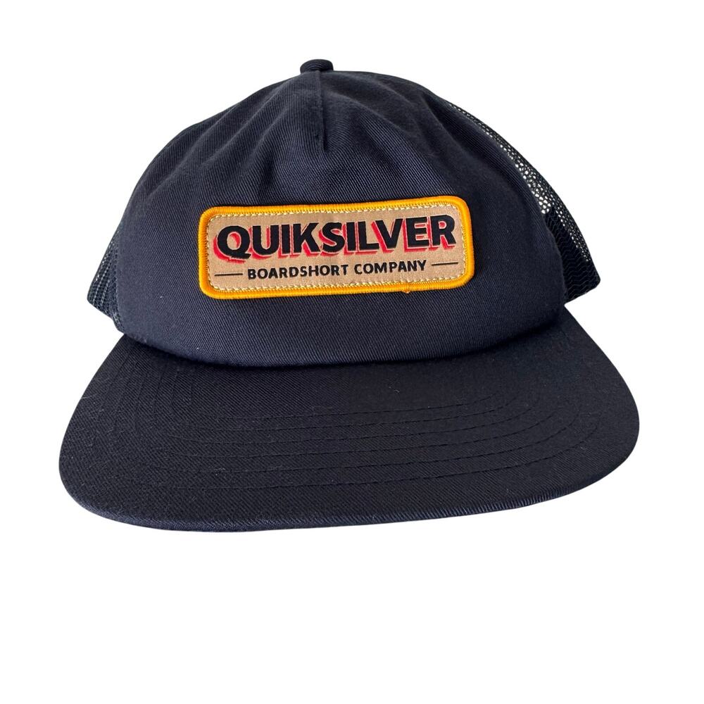 Quiksilver Ray Horizons trucker hat woven patch logo navy OSFM Skater Snapback